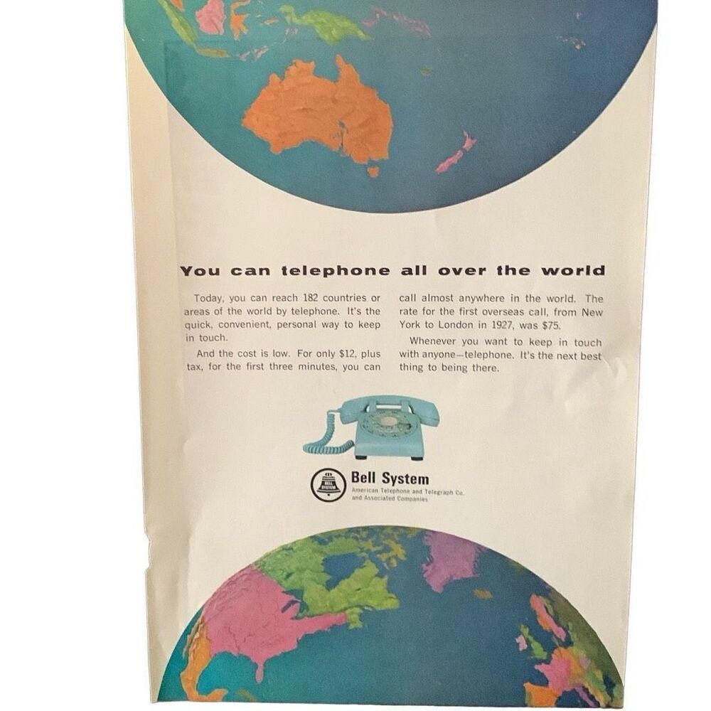 Vintage 1965 Bell System Telephone All Over the Word Ad Advertisment